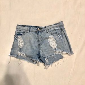 Ripped denim shorts